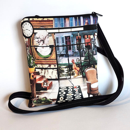 Layers of History: tall cell zip style purse