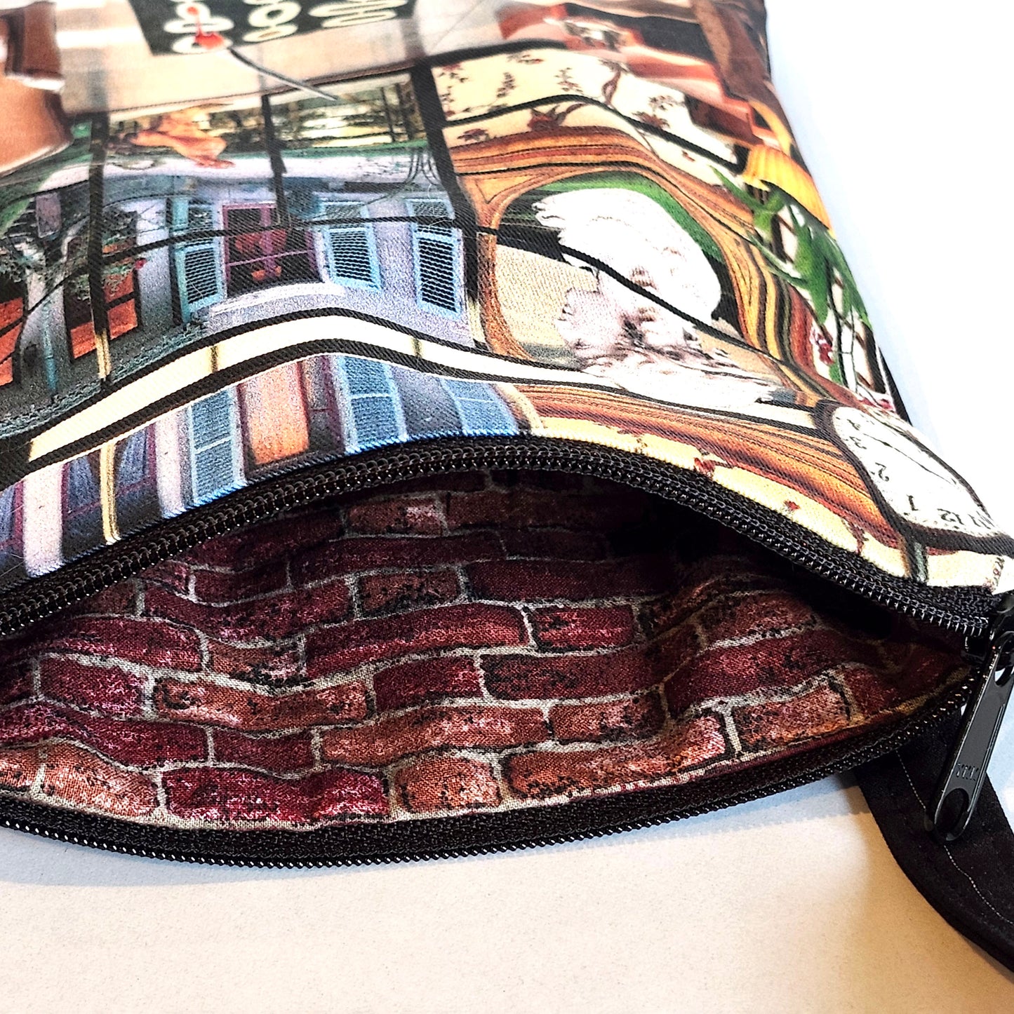 Layers of History: tall cell zip style purse