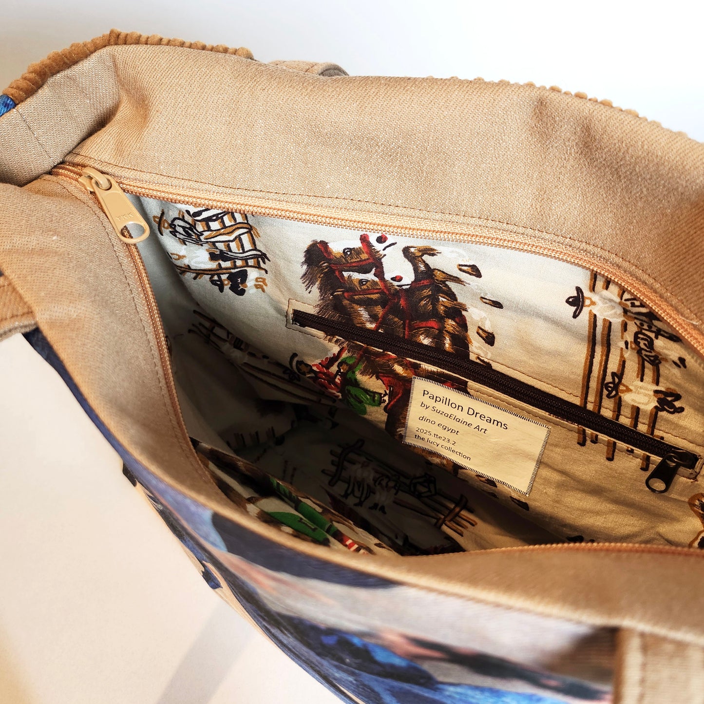 Dino Egypt, large zip tote