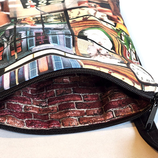Layers of History: tall cell zip style purse