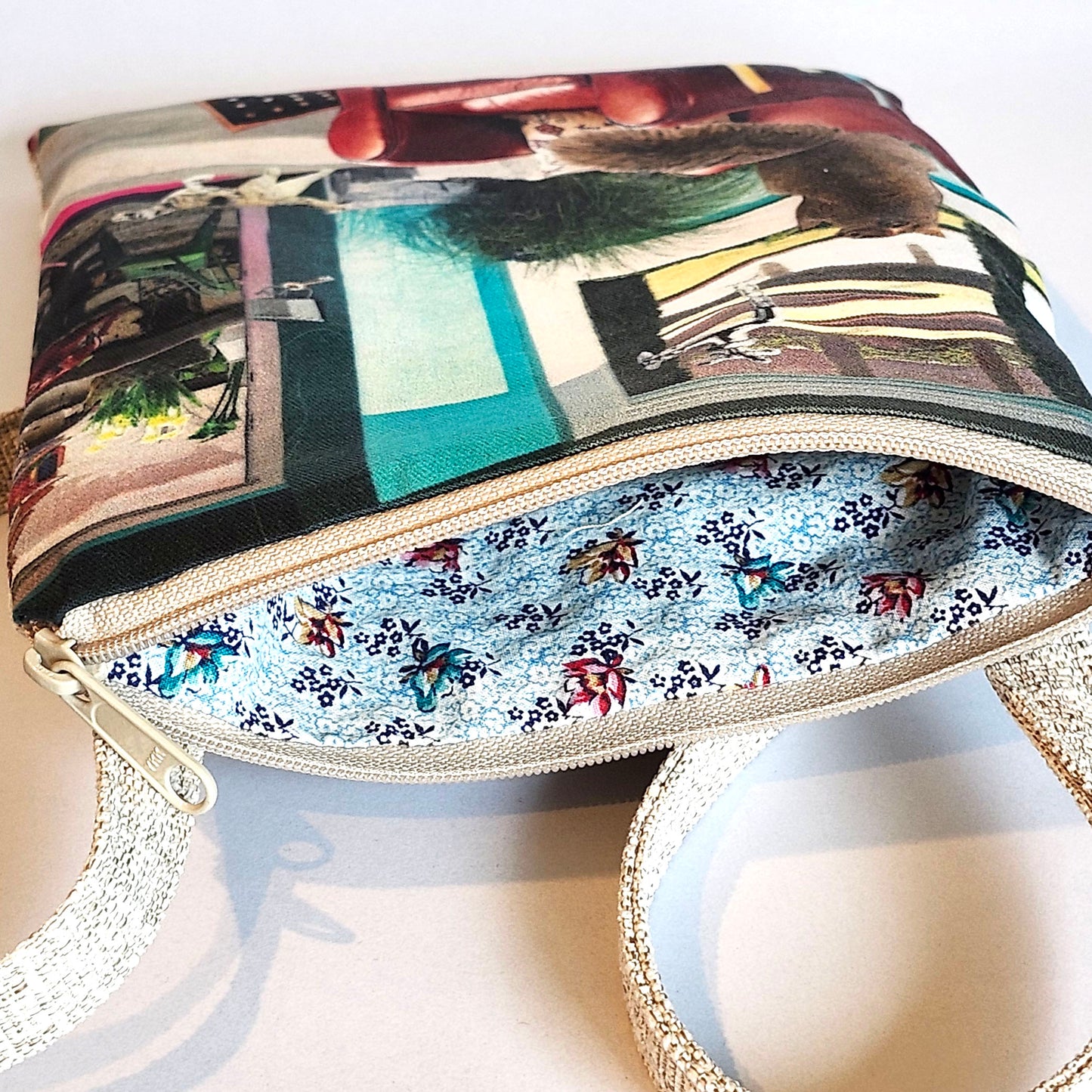 Party Animals: tall cell zip style purse