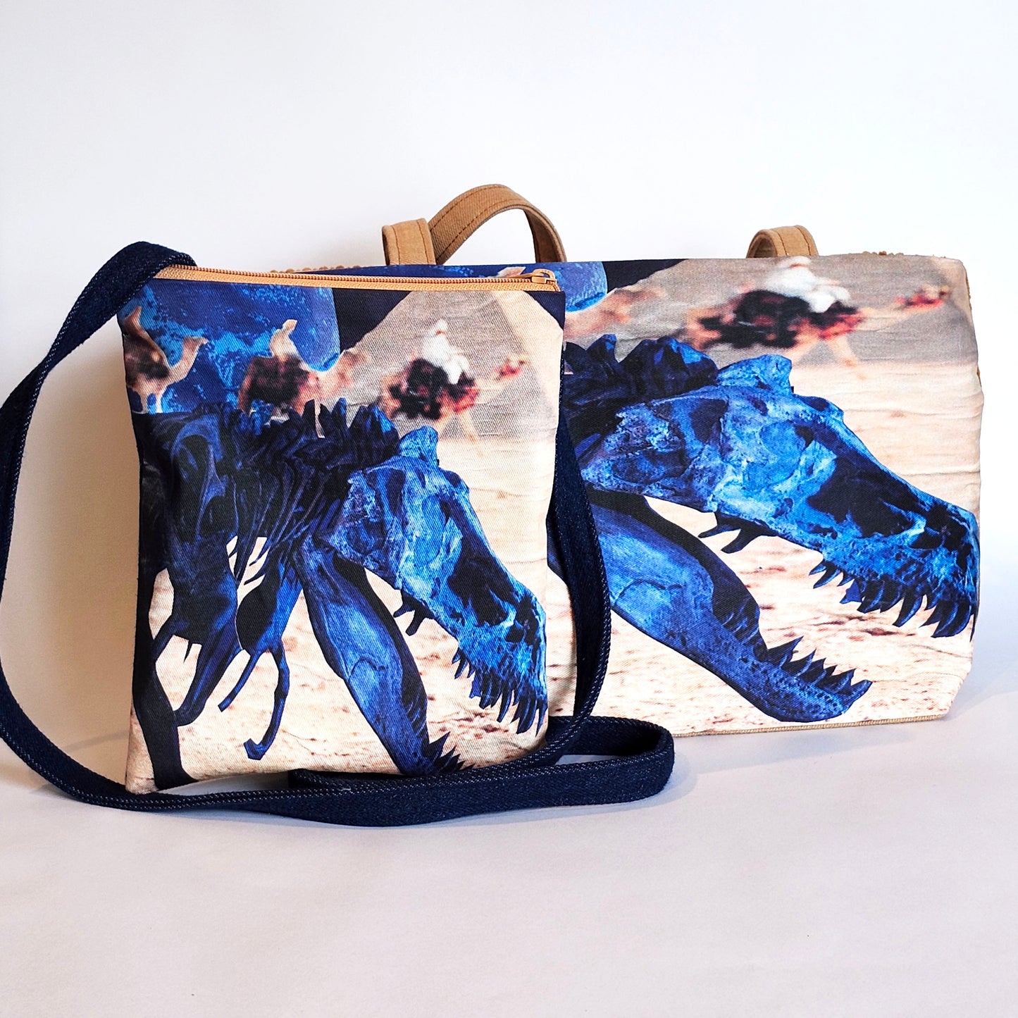 Dino Egypt, large zip tote