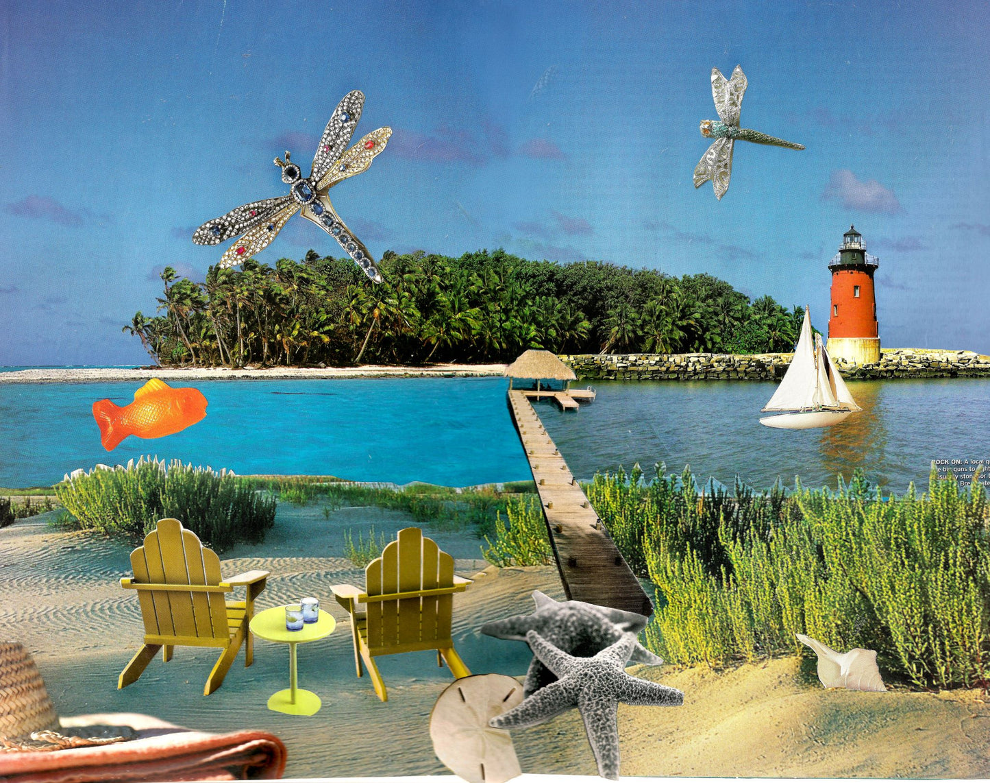 Dragonfly Beach, original collage