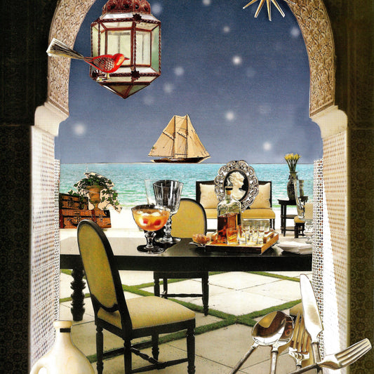 Waterfront Dining, original collage