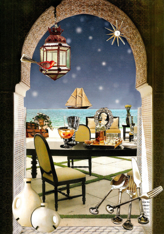 Waterfront Dining, original collage